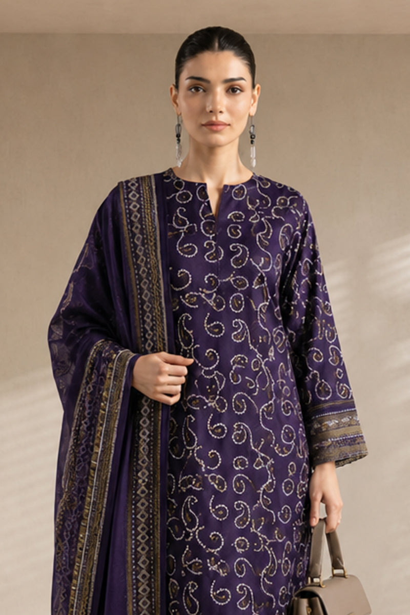 Khaadi (Vol.4) – 3 Piece Unstitched Printed Lawn Suit (Deep Purple)
