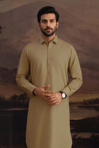 Premium Men's Unstitched Cotton Fabric Suit (Light Khaki)