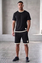 Men's Casual T-Shirt and Shorts Co-ord Set (Pitch Black)