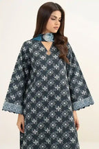 Sapphire Vol.7 - 3PC Unstitched Printed Lawn Suit (Dark Slate & Ice Blue)