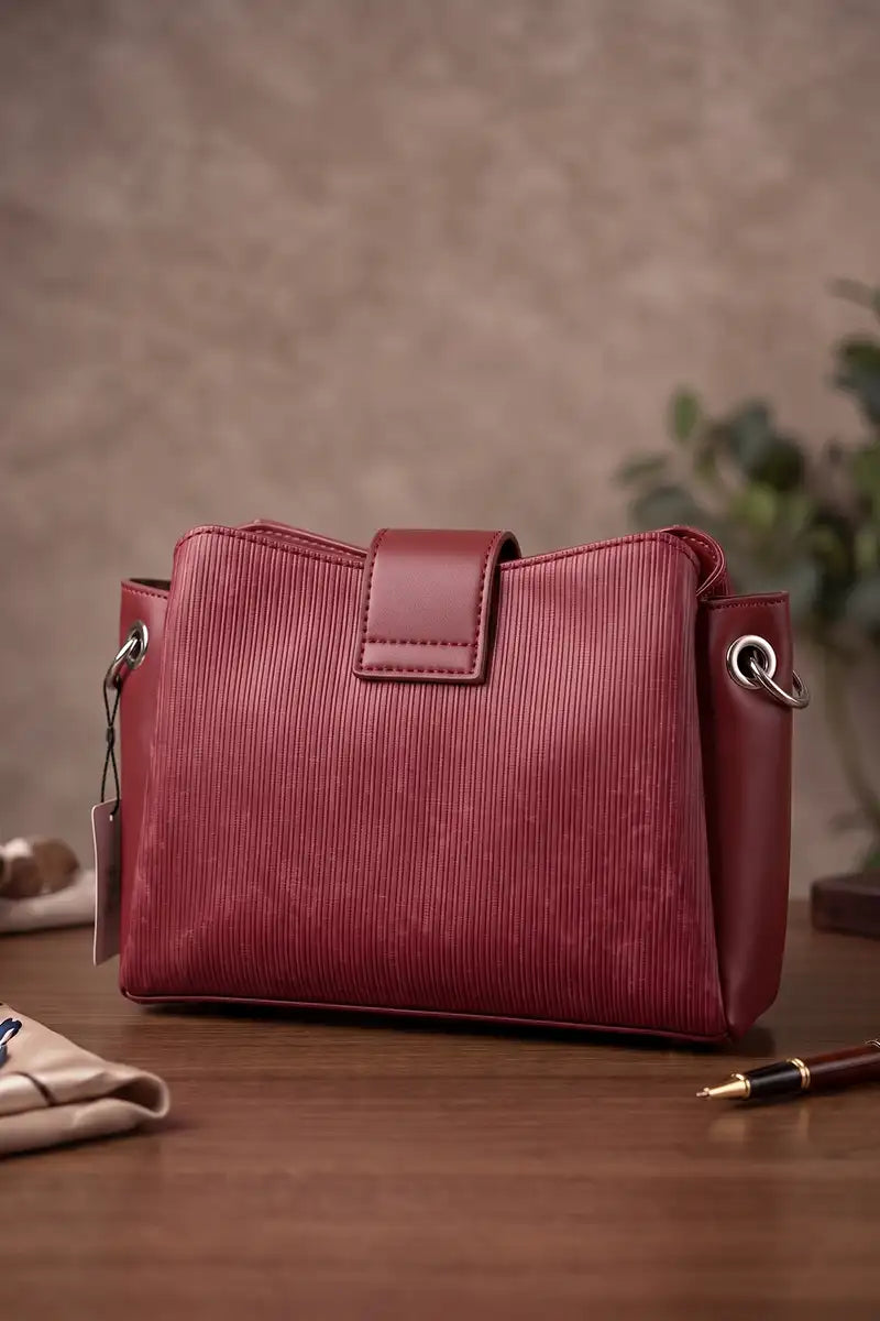 Premium Women's Imported Handbag (Crimson Red)