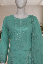 Pariyon Ki Rani by Breeza Fashion - 3PC Unstitched Embroidered Lawn Suit (Teal Green)