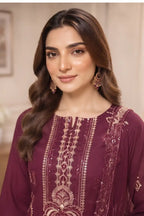 Sawan by Breeza Fashion - 3PC Unstitched Embroidered Lawn Suit (Dark Magenta)