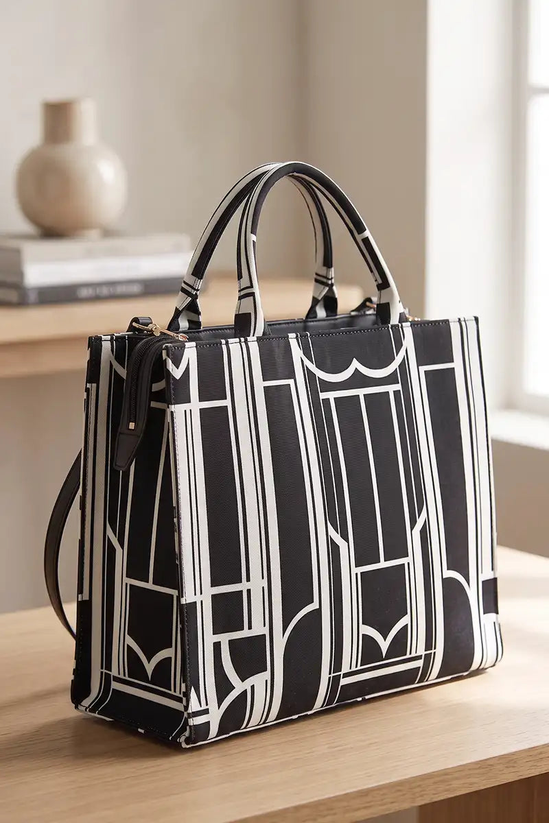 Zellbury Canvas Handbag – Stylish Everyday Shoulder Bag (Jet Black)