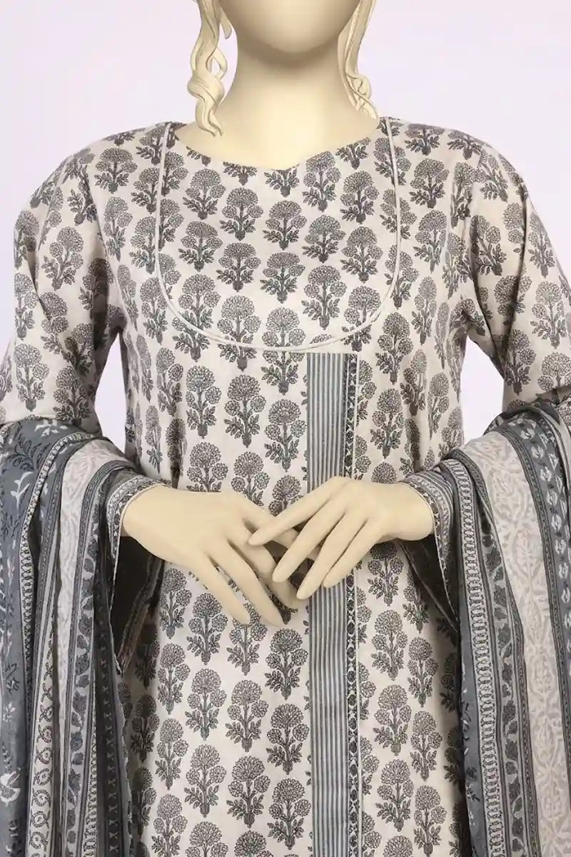 MTJ Unstitched 3-Piece Lawn Collection (Soft Off-White)
