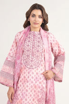 Sapphire - 3PC Unstitched Embroidered Printed Lawn Suit (Powder Pink & Mauve)