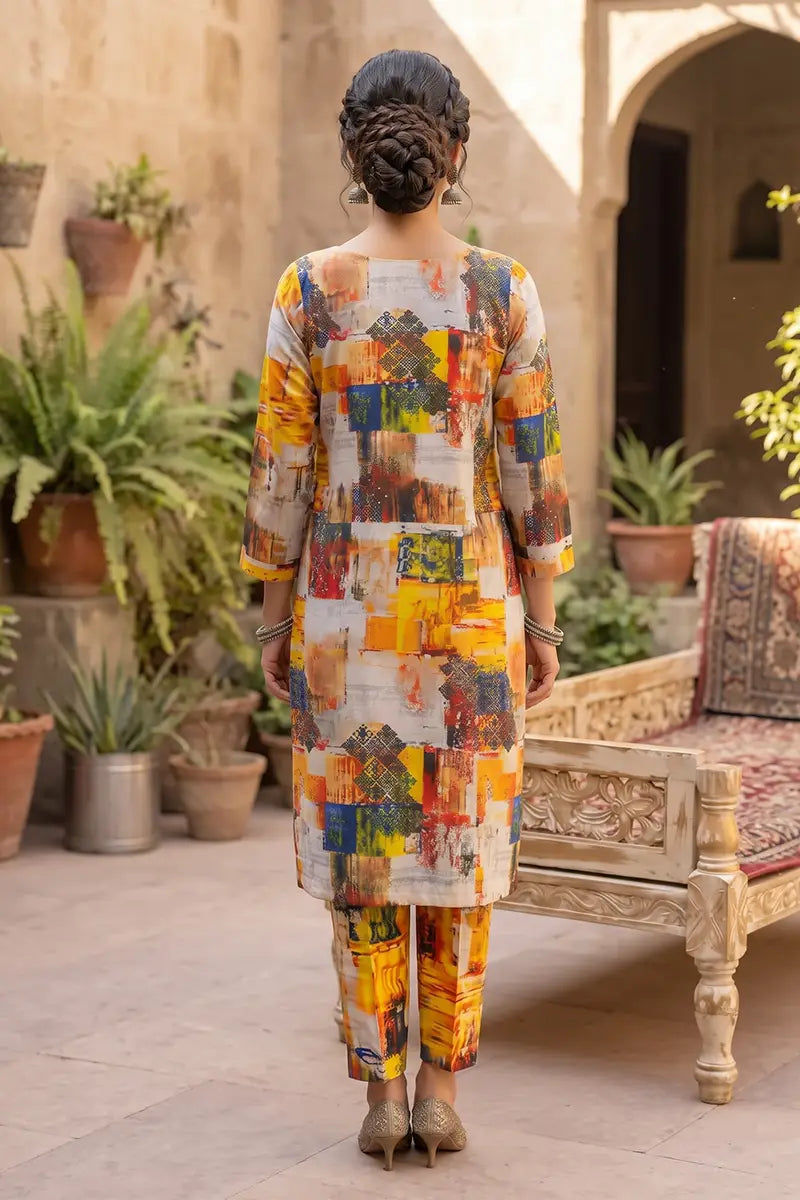 Sana Safinaz Printed Lawn Unstitched 2-Piece Suit (Mustard)