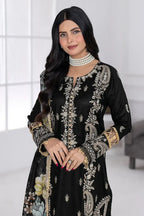 Muswa By Johra - 3PC Unstitched Embroidered Lawn Suit (Black)