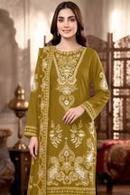 Shah Jaha by Breeza Fashion - 3PC Unstitched Embroidered Lawn Suit (Mustard Gold)
