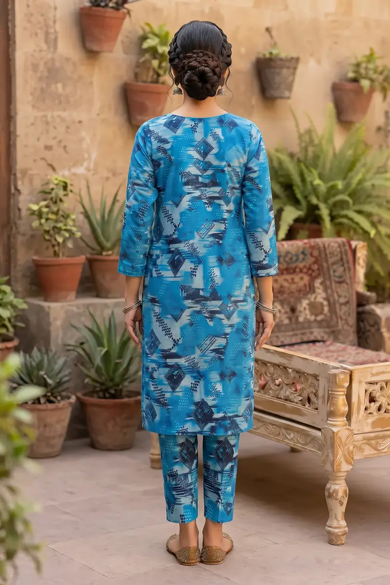 Sana Safinaz Printed Lawn Unstitched 2-Piece Suit (Sky Blue)
