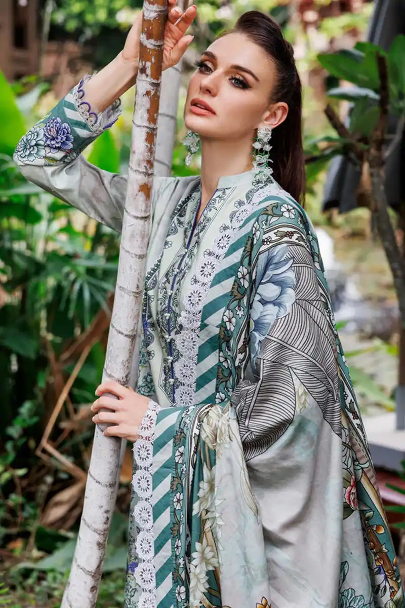 Jade Urbane Vol: 04 Classic Lawn Collection 3-Piece Unstitched Suit (Pale Ice Blue)