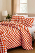 Premium Printed 200 GSM Comforter (Crisp White & Rust Orange)