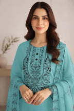 Princess by Breeza Fashion - 3PC Unstitched Embroidered Lawn Suit (Soft Turquoise)
