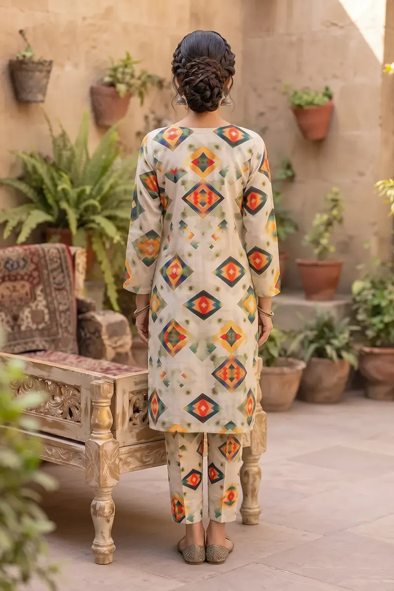 Sana Safinaz Printed Lawn Unstitched 2-Piece Suit (Soft Beige)