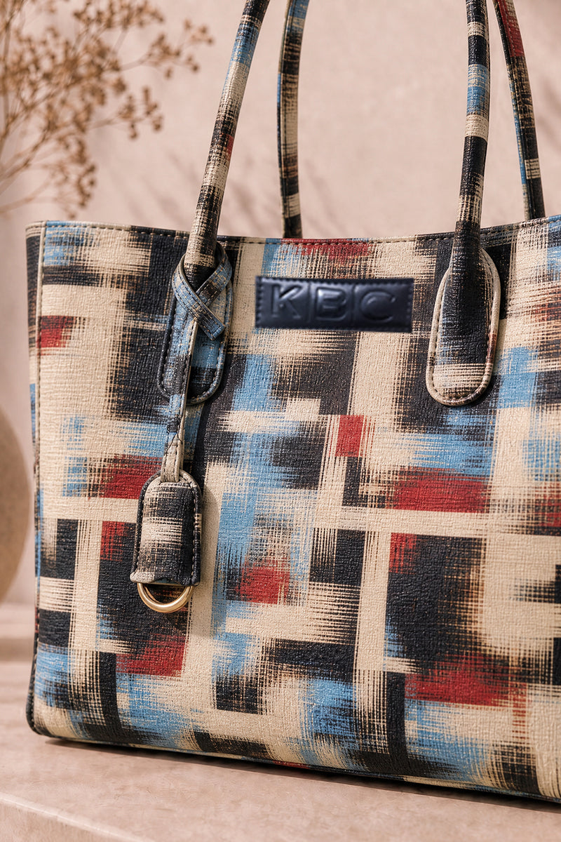 KBC - Canvas Handbags (Steel Blue, Black & Red)