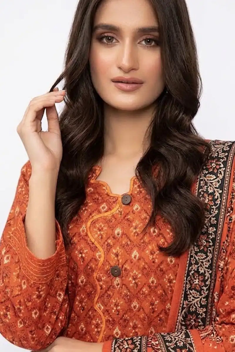 Limelight Doria Unstitched 3-Piece Lawn Collection (Burnt Orange)