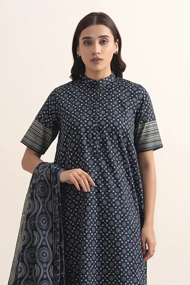 Sapphire Vol.6 - 3PC Unstitched Printed Lawn Suit (Midnight Blue)