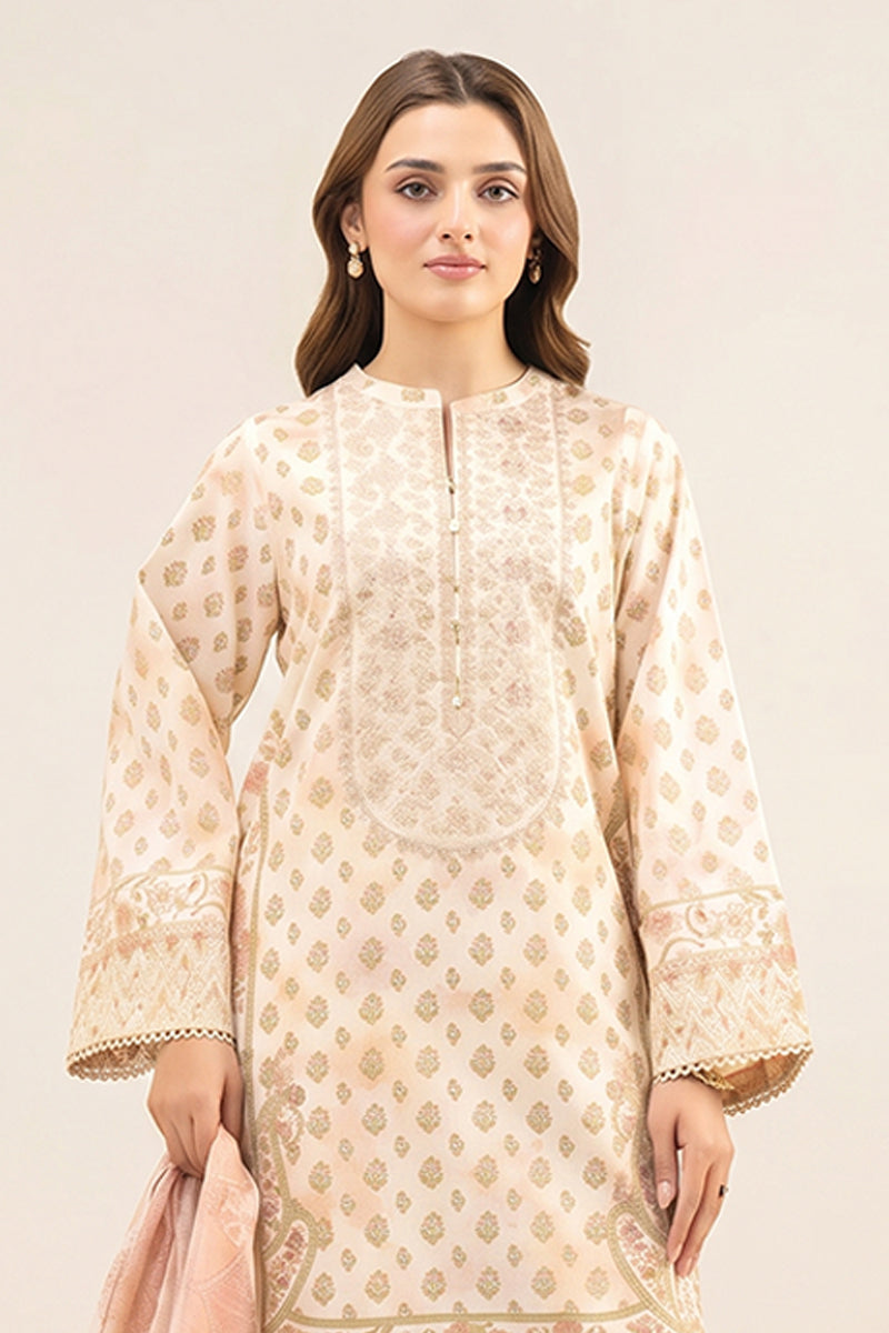 Sapphire - 3PC Unstitched Embroidered Printed Lawn Suit (Soft Coral Dust)