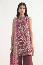 Sapphire Vol.6 - 3PC Unstitched Printed Lawn Suit (Muted Maroon)