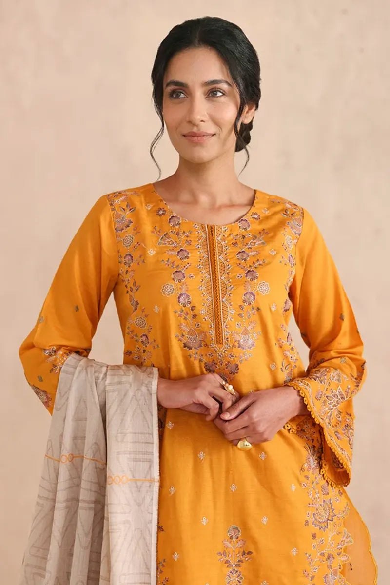 Vasal By Johra - 3PC Unstitched Embroidered Lawn Suit (Yellow)