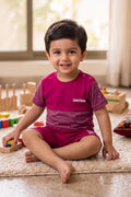 Boys Premium Cotton T-Shirt & Shorts Set (Maroon)