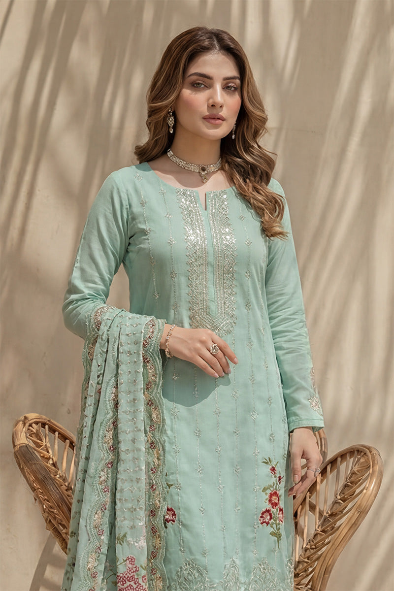 Millat - 3PC Unstitched Embroidered Lawn Suit (Mint Green)