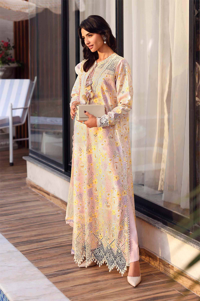 Elahéh By Maria B - 3PC Unstitched Digital Printed Lawn Suit (Butter Cream yellow)