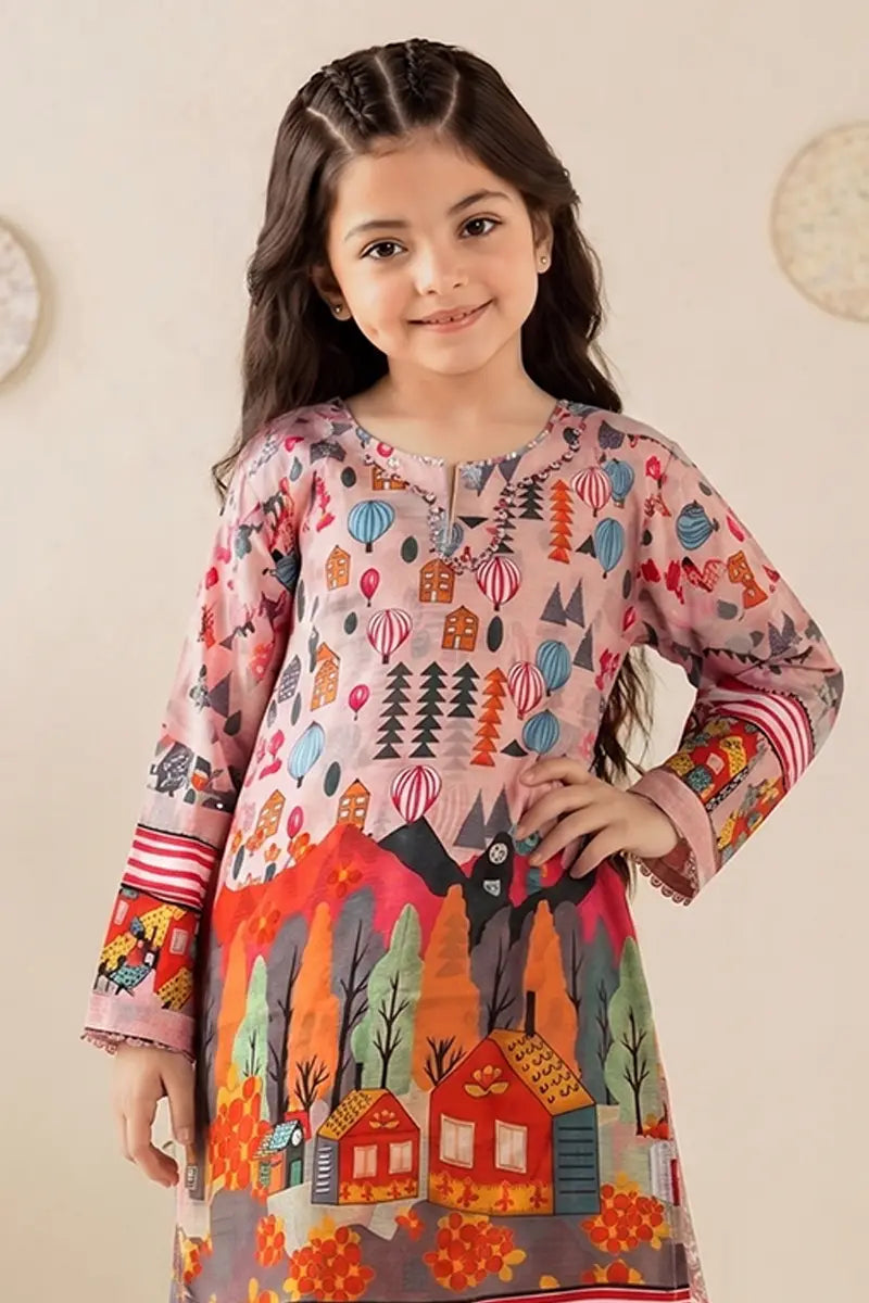 Ting Tone by Almeerah - Girls Unstitched 2-Piece Suit (8 to 12 Years) (Blush Pink)