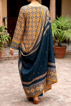 Mehar Unstitched 3-Piece Lawn Collection (Mustard)