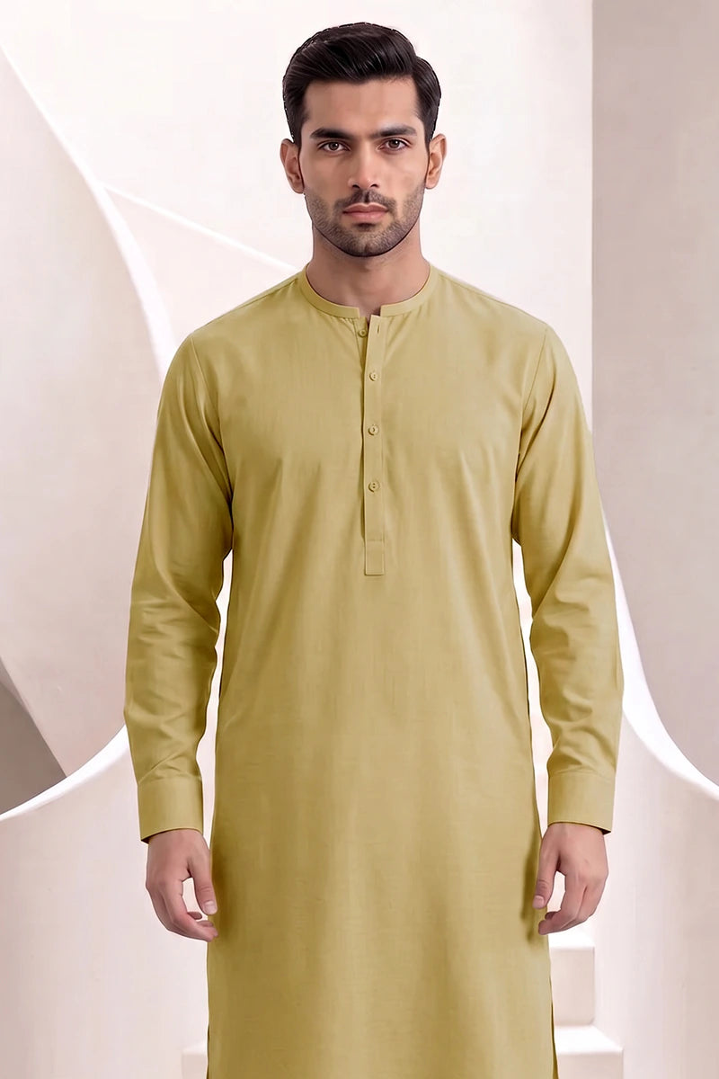 Men’s Unstitched Royal Wash & Wear Suit Fabric by KBC Fashion (Light Olive)