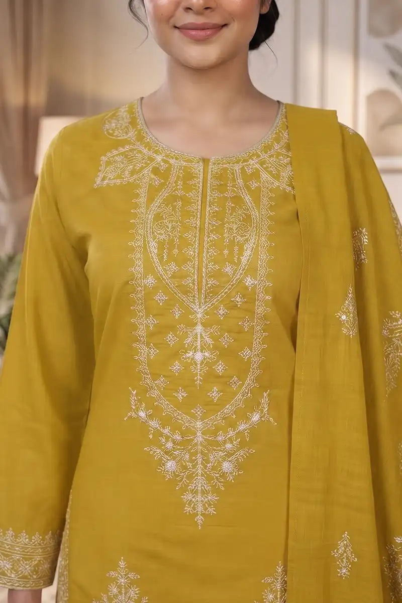 Gulmeher by Breeza Fashion - 3PC Unstitched Embroidered Lawn Suit (Yellow)