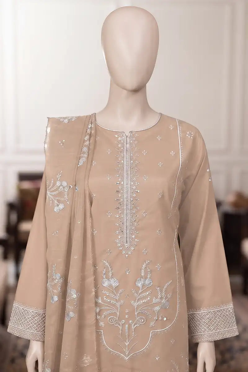 Samra by Breeza Fashion - 3PC Unstitched Embroidered Lawn Suit (Warm Camel)
