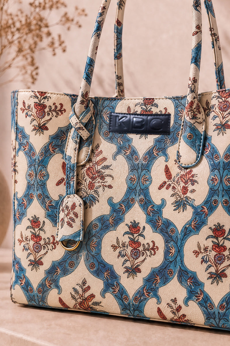 KBC - Canvas Handbags (Soft Beige & Royal Blue)