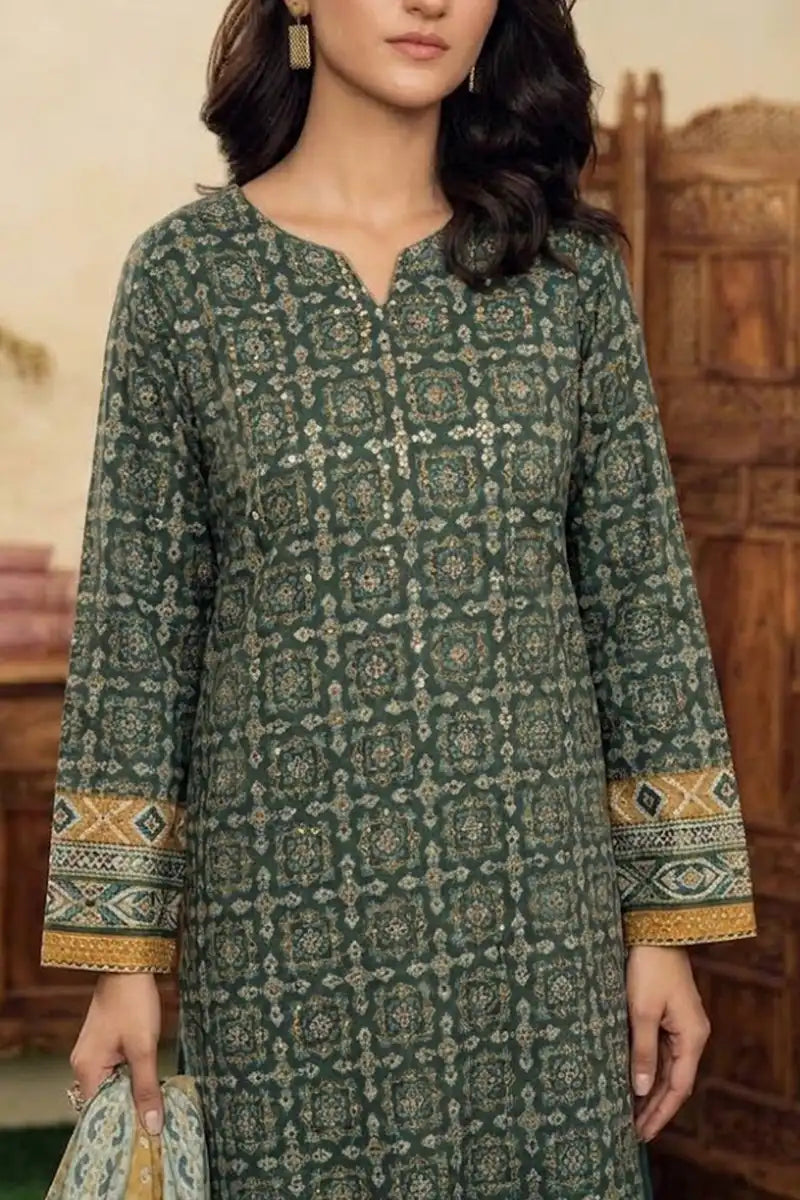 Mor Bagh 3-Piece Unstitched Printed Lawn Suit (Pine Green)