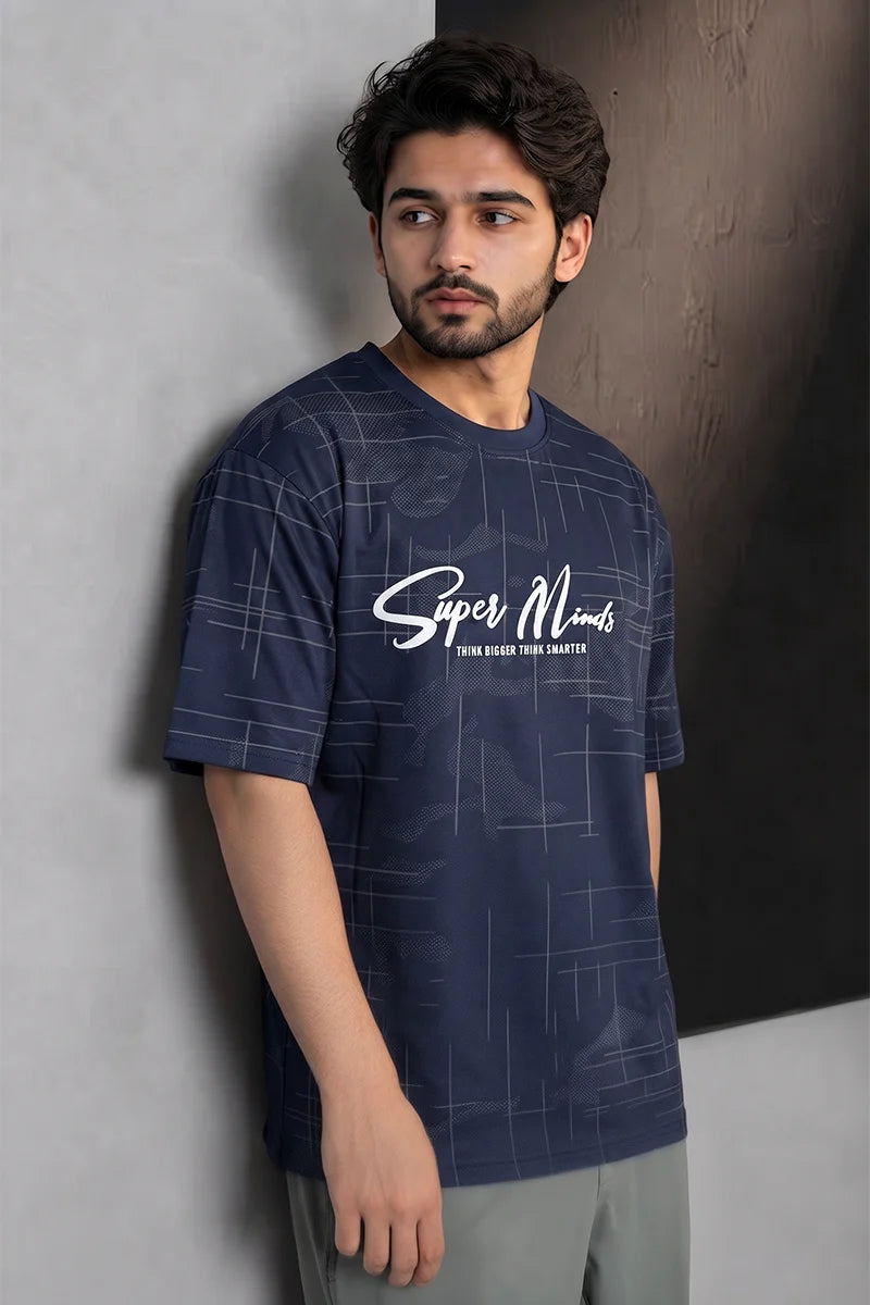 Men’s Oversized Drop Shoulder T-Shirt (Dark Denim)