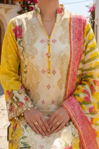 Aabruh Vol-1 3PC Unstitched Printed Lawn Suit (Bright Yellow)