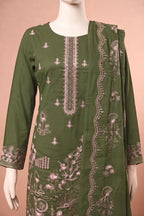 Elanza by Breeza Fashion - 3PC Unstitched Embroidered Lawn Suit (Dark Green)