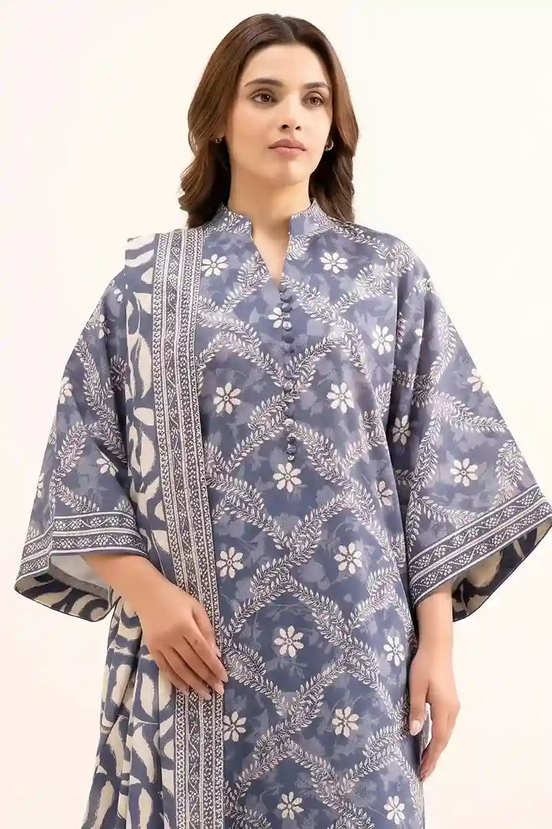 Sapphire Vol.7 - 3PC Unstitched Printed Lawn Suit (Steel Blue)