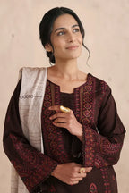Vasal By Johra - 3PC Unstitched Embroidered Lawn Suit (Dark Chocolate)