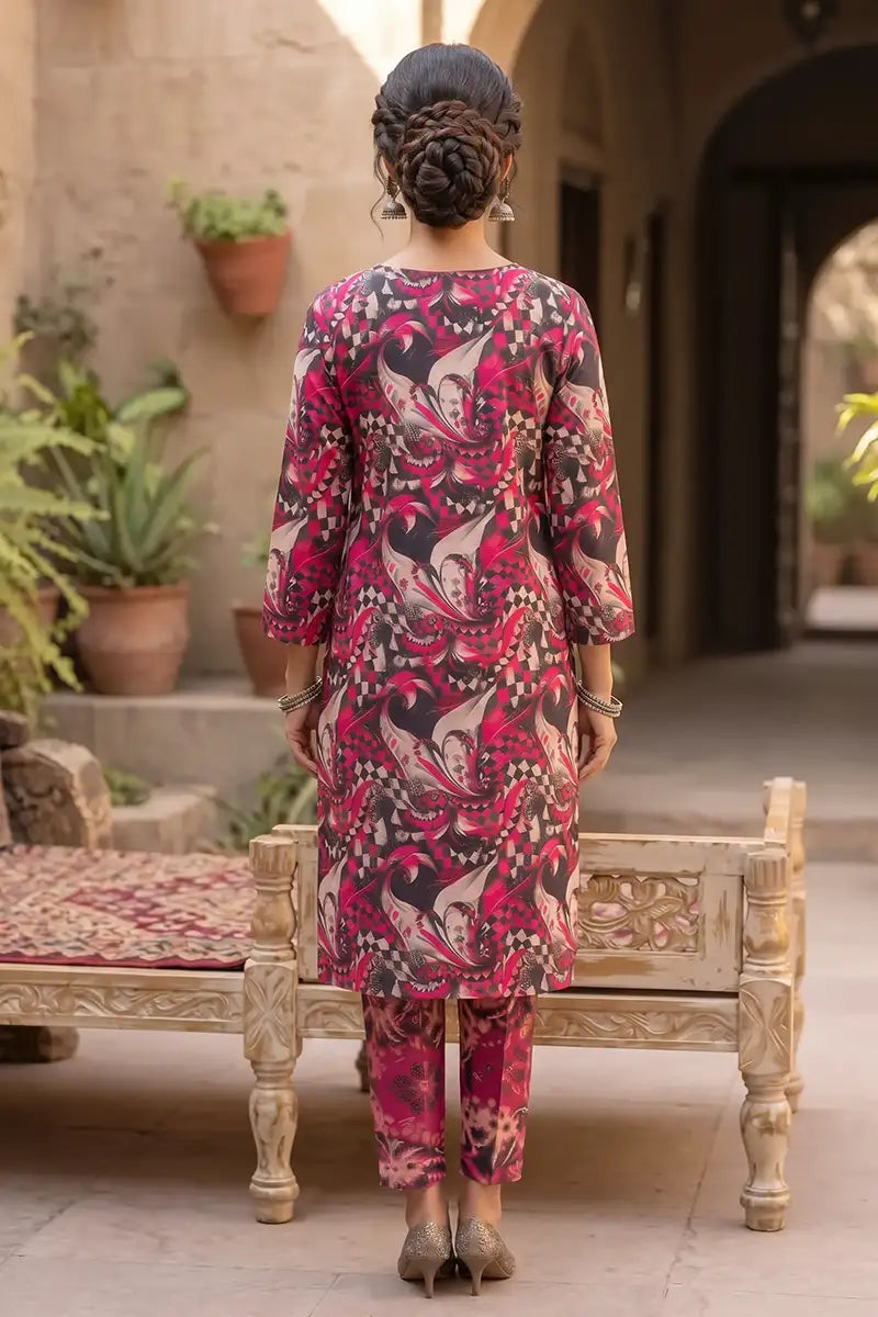 Sana Safinaz Printed Lawn Unstitched 2-Piece Suit (Deep Pink)