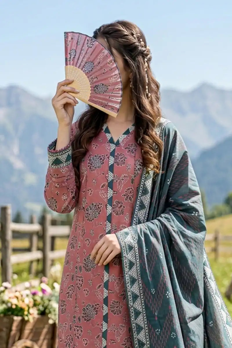 Almeerah - Nelofir Bloom 3PC Unstitched Printed Lawn Suit (Rosé Bloom)