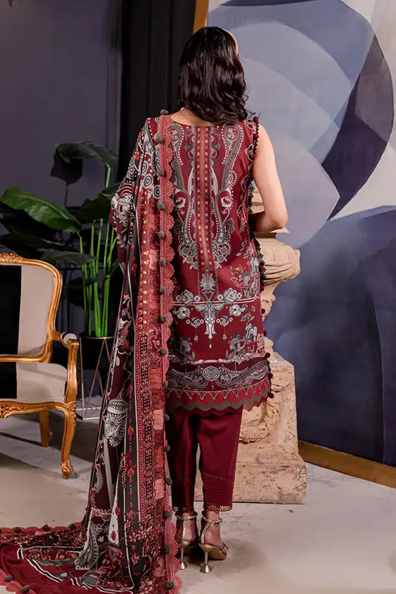 Jade Urbane Vol: 04 Classic Lawn Collection 3-Piece Unstitched Suit (Burgundy)