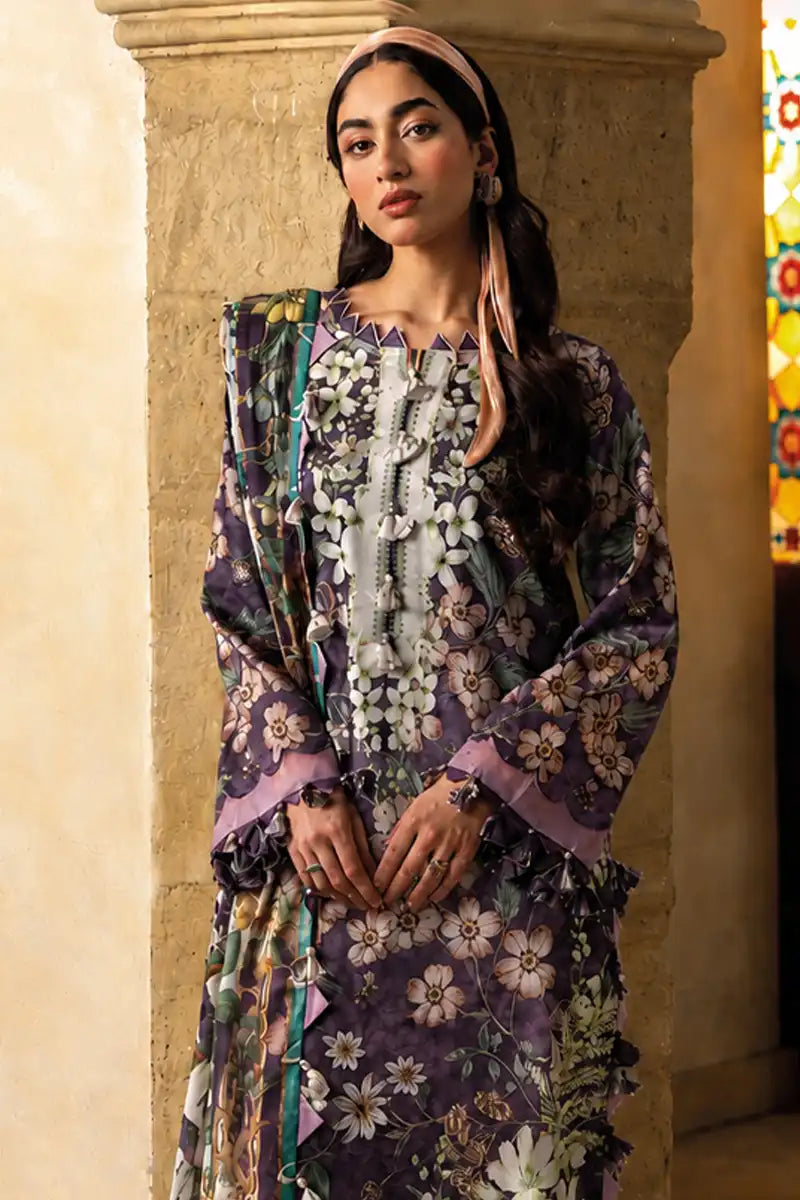 Jade Classic Cambric Collection Vol-05 - 3 Piece Unstitched Printed Suit (Dusty Violet)