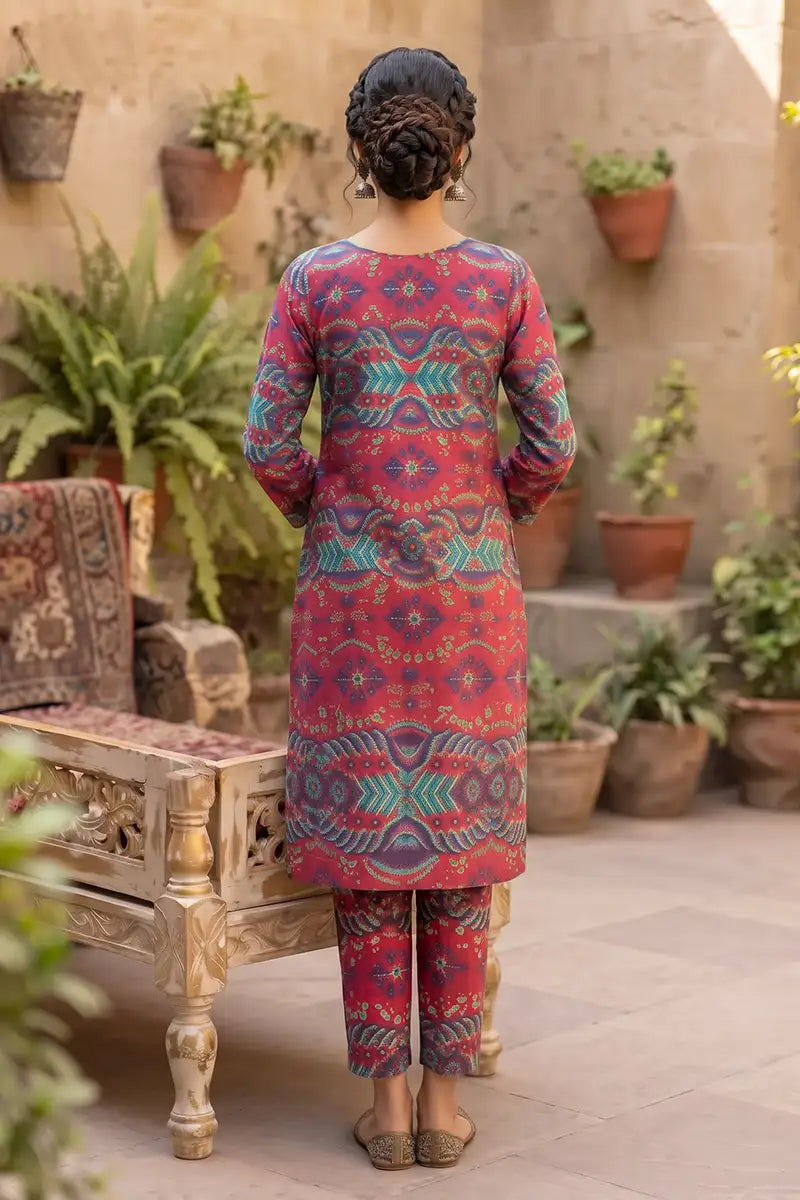 Sana Safinaz Printed Lawn Unstitched 2-Piece Suit (Crimson)