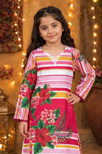 Ting Tone by Almeerah - Girls Unstitched 2-Piece Suit (8 to 12 Years) (Vibrant Magenta & Soft Rose)
