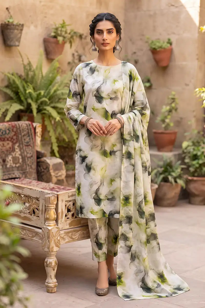 Sana Safinaz Printed Lawn Unstitched 3-Piece Suit (Lime Green)