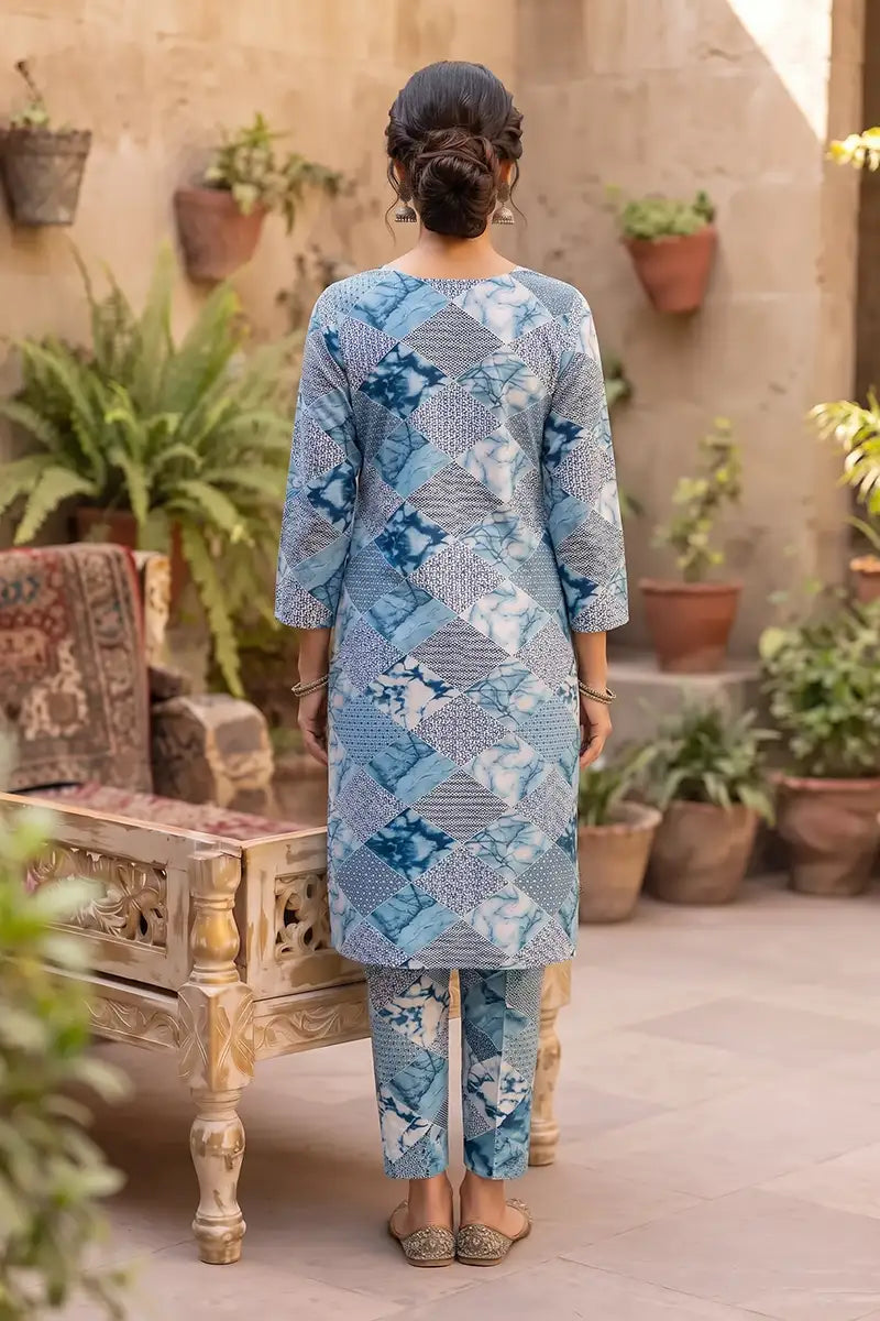 Sana Safinaz Printed Lawn Unstitched 2-Piece Suit (Steel Blue)