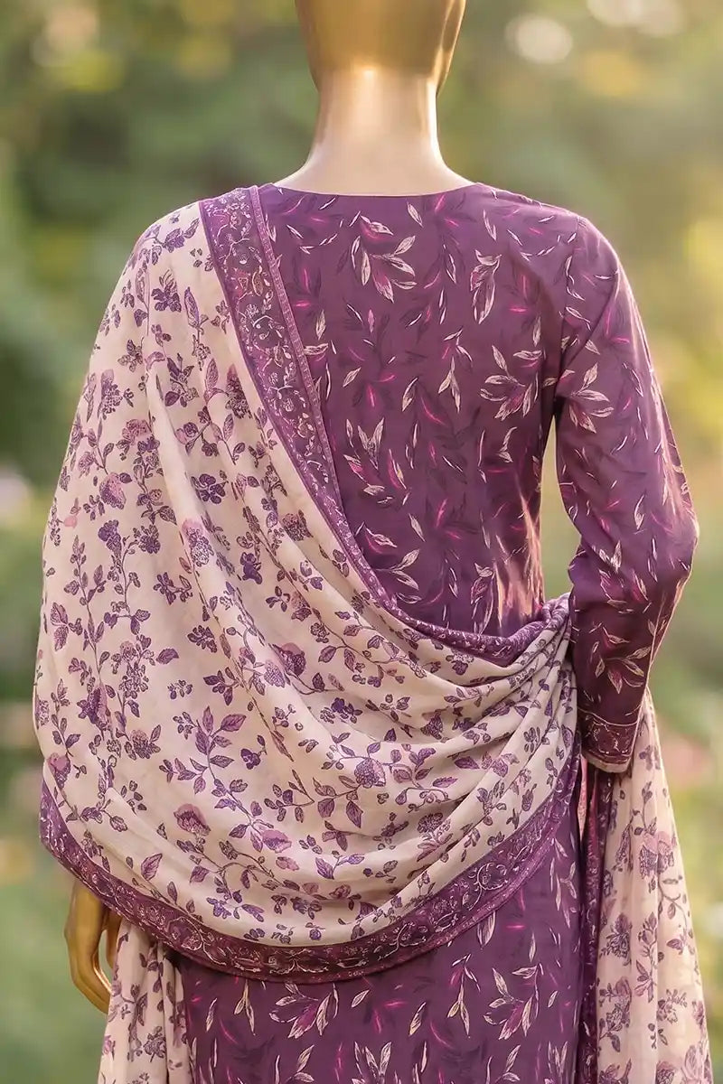 Agha Noor Printed Collection by KBC Fashion - 3PC Unstitched Suit (Purple)