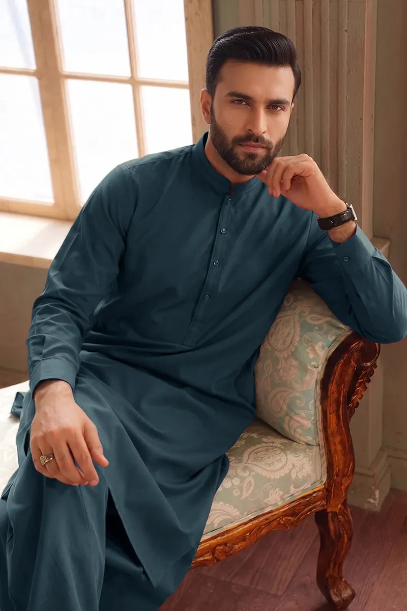 Men’s Wash & Wear Unstitched Fabric By KBC Fashion (Blue)