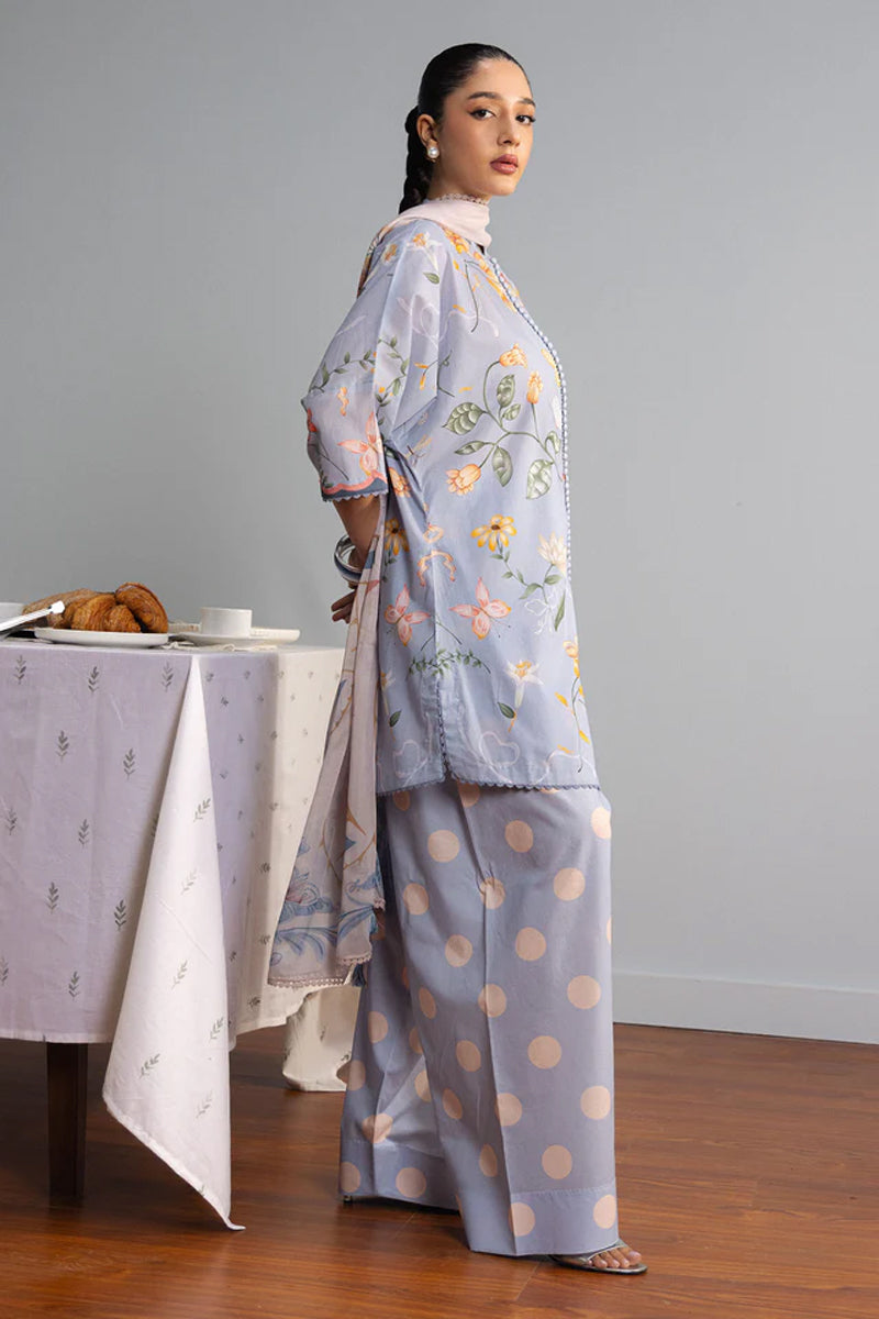 COCO By Zara Shahjahan - 3-Piece Unstitched Printed Lawn Suit (Muted Lavender)